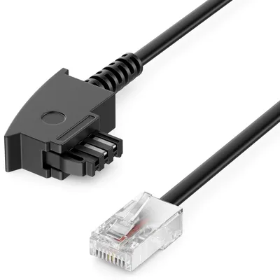 Produktbild von deleyCON 20m Routerkabel TAE-F auf RJ45 8P2C Anschlusskabel - Schwarz – Größe 20 M