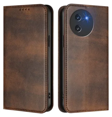 Produktbild von Handyhülle für Doogee Note 59 / Note 59 Pro, Vintage Leder RFID Schutz Kartenfach Standfunktion Magnetische Klapphülle Braun