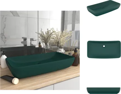 Produktbild von vidaXL Luxus-Waschbecken Rechteckig Matt Dunkelgrün 71x38 cm Keramik -  Badezimmer-Waschbecken
