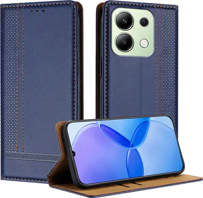Produktbild von Handyhülle für Xiaomi Redmi Note 13 4G Leder Flip Klappbare Schutzhülle mit Standfunktion Blau