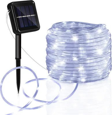 Image de Tube lumineux solaire Fiqops Tube lumineux LED Chaîne lumineuse extérieure Filet lumineux blanc froid 30M