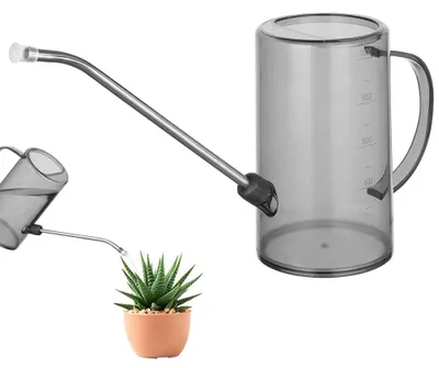 Mini-Gießkanne 1L, Kunststoff, langer Auslauf, für Zimmerpflanzen, Grau