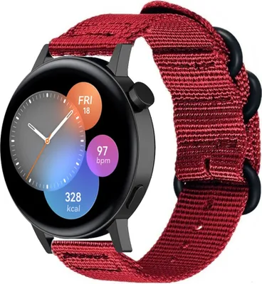Produktbild von Strap-it Huawei Watch GT 3 42mm Nylon-Schnallenarmband (Rot)