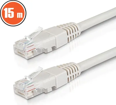 Produktbild von Patchkabel Cat6 UTP – 15 m – CCA – Vorkonfektioniert – Netzwerkkabel – Grau – 1 Stück [20347]