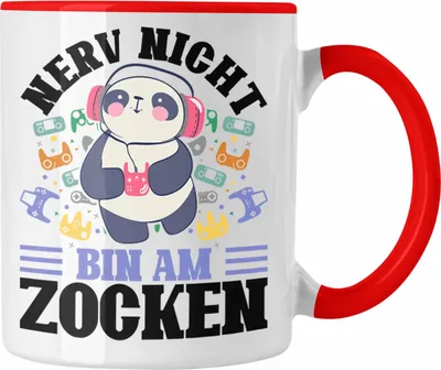 Produktbild von Trendation - Zocker Tasse Geschenk Nerv Nicht Bin Am Zocken Gamer Geschenkidee Lustiger Spruch Gaming (Rot)