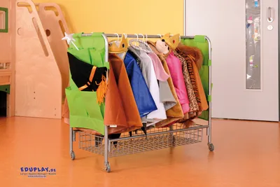Produktbild von EDUPLAY 120625 Garderobe fahrbar, 96,5 x 45,2 x 86,5 cm, Metall, grau