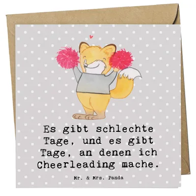 Produktbild von Mr. & Mrs. Panda Grußkarte Fuchs Cheerleader - Grau Pastell - Geschenk, Turniere, Cheerleading, anlasskarte, Turn Club, Turnen, doppelkarte, Glückwunschkarte, Klappkarte
