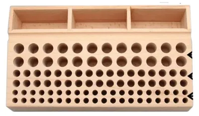 Produktbild von Werkzeugorganizer für Lederbearbeitung, 98 Löcher, langlebiges Buchenholz, Holzfarbe