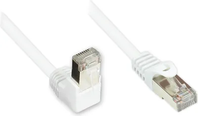 Produktbild von Patchkabel, Cat. 5e, F/UTP, 1x 90° nach unten gewinkelt an 1x gerade, weiß, 3m, Good Connections®
