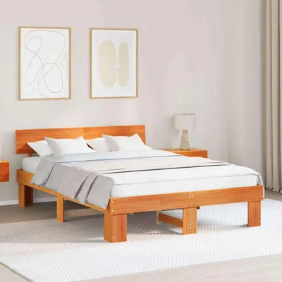 Produktbild von Möbel Bettrahmen Wachsbraun 150 x 200 cm Massives Kiefernholz - Klassische Betten &60483