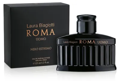 Obrázok produktu pre Laura Biagiotti Roma Uomo Nero Estremo, Muži, 125 ml, Tekutý parfém, Sprej, ALCOHOL DENAT., AQUA (WATER), PARFUM (FRAGRANCE), TETRAMETHYL ACETYLOCTAHYDRONAPHTHALENES,..., 1 kusov