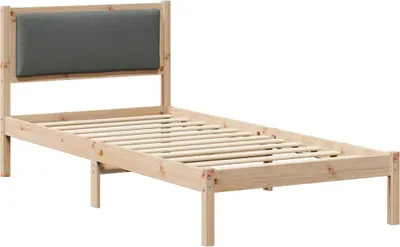 Zdjęcie produktu dla Łóżko Drewniane 90x190 Szare Jednoosobowe Rama Łóżka ze Stelażem