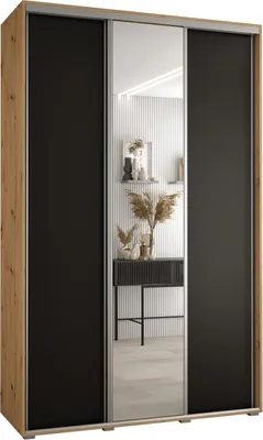Produktbild von MEBLE KRYSPOL Cannes 3 Schrank mit 3 Schiebetüren - 205,2x150x45 cm - Artisan Schwarz Silber