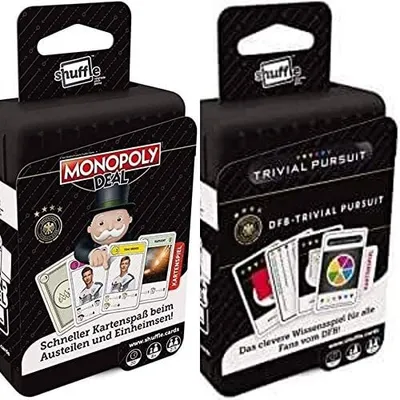 Produktbild von Monopoly Deal Kartenspiel und DFB Trivial Pursuit Kartenspiel 2er Set . Fußball