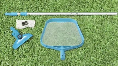Obrázek produktu pro Sada pro čištění bazénu Intex, včetně skimmeru, podvodního vysavače, sítě a teleskopické tyče, model 28002, 3dílná sada, teleskopická tyč o délce 2,39 m