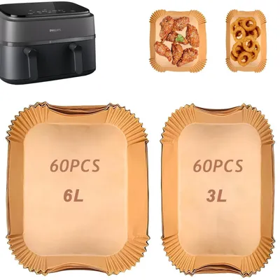 Immagine prodotto di Carta forno per friggitrice ad aria Philips Airfryer Dual Basket serie 3000 (NA350/00) e serie 5000 XXL (NA550/00) (60+60 pezzi)