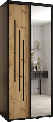 Produktbild von MEBLE KRYSPOL Cannes 9 Schrank mit 2 Schiebetüren - 205,2x110x45 cm - Schwarz Artisan Schwarz
