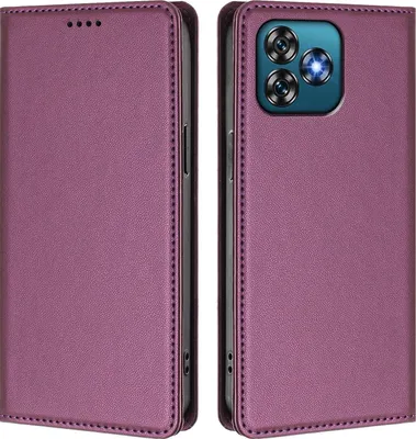 Produktbild von Handyhülle für Oukitel C53, Kunstleder Klapphülle Stoßfeste Magnetische Hülle mit Ständer Lila