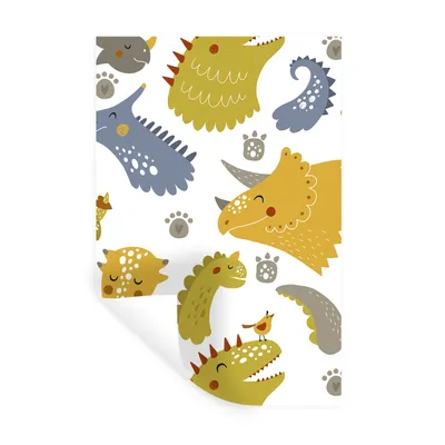 Produktbild von MuchoWow® Wandtattoo Wandsticker Wandaufkleber Dinosaurier - Schnittmuster - Jungen - Dino - Kinder 20x30 cm Selbstklebend und Repositionierbar - Sticker - Dekorfolie