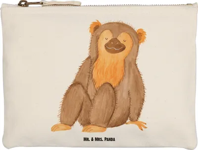 Produktbild von Mr. & Mrs. Panda kosmetiktäschchen Affe Größe M - Weiß - Geschenk, Wildtiere, Etui, Selfcare, Affen, Schulmäppchen, Liebe, Federtasche, Selbstliebe, Federmappe, Mäppchen