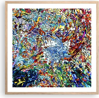Produktbild von Gerahmtes Poster - Rahmen in heller Eiche - Abstraktion modern - 60x60 cm - Wand Bild - Wanddeko - Wandbilder - Wandposter - Bilderrahmen - Bilder - Kunstdruck - Wandbild - P2NAC60x60-4045