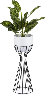 Produktbild von HowHomely Blumenständer LOFT 56 cm - stilvoller Pflanzenhalter für jedes Zuhause - schwarzer Rahmen mit weißer Abdeckung