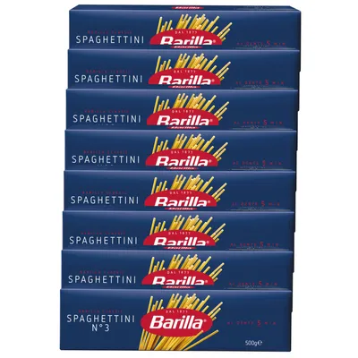 Produktbild von Barilla Spaghettini Nummer 3 Hartweizen Pasta 500g 8er Pack