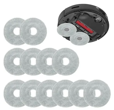 Productafbeelding van Dweilpads voor robotstofzuigers - Wasbare vervangende dweilpads - 12 stuks - Grijs