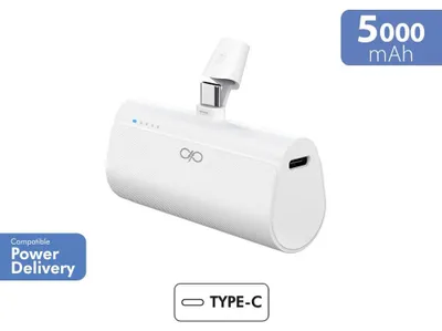 Image de Powerbank 5000mAh USBC PD connecteur intégré Blanc