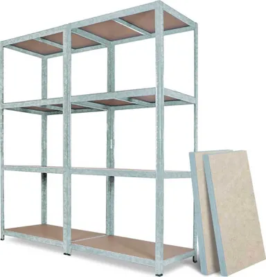 Produktbild von Schwerlastregal, Stecksystem, glanzverzinkt, 8 Böden Tragkraft + 2 Böden GRATIS, 265 kg je Boden, BxTxH 1800 x 500 x 1800 mm