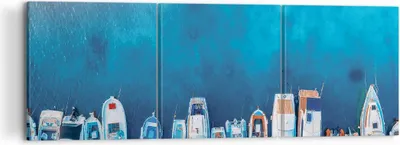 Produktbild von Bild auf Leinwand - Leinwandbild - 3 Teile - Hafen Hafen £ódŸ - 120x40cm - Wand Bild - Wanddeko - Wandbilder - Leinwanddruck - Bilder - Wanddekoration - Leinwand bilder - Wandbild - CA120x40-5081