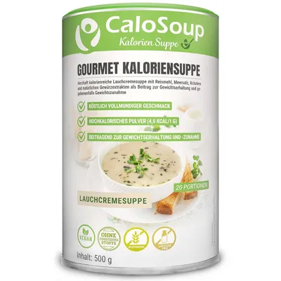 Produktbild von Hochkalorische Suppe für Gewichtszunahme I Nahrung hochkalorisch Gourmet Fertigsuppe mit vielen Kalorien I 20 Portionen CaloSoup (Lauchcreme Suppe)