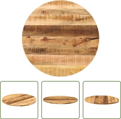 Produktbild von The Living Store Tischplatte Ø 80x3,8 cm Rund Raues Massives Mangoholz