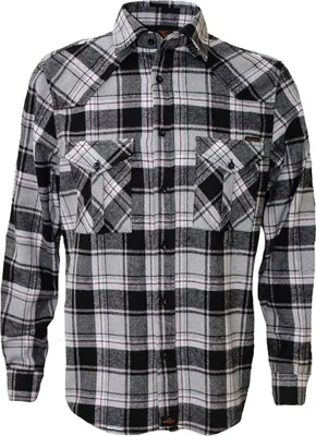 Produktbild von ROCK-IT Apparel Herren Flanellhemd Langarm Karo, regular Fit Small Grau/Schwarz/Weiß kariert
