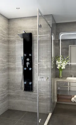 Produktbild von Duschpaneel 3 in 1 Duschsystem inkl. Regendusche und Massagedüsen schwarz