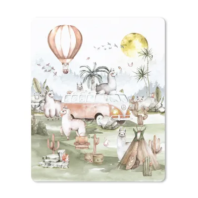 Produktbild von MuchoWow® Mauspad Mousepad Alpaka - Tiere - Kinder - Heißluftballon - Kinder 30x40 cm - Mousepads - Maus Mat - Pad - Mausunterlage - Mausmatten