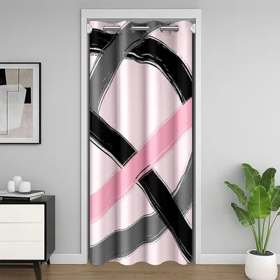 Obrázek produktu pro Závěs na dveře, růžovo-šedé pruhy, 86x203 cm, geometrický, abstraktní, jako prostorový členič