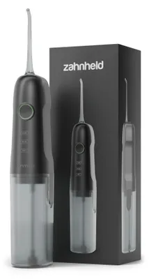 Produktbild von Zahnheld elektrische Munddusche Aquadent schwarz, kabellose Zahndusche, elektrisch, lange Akkulaufzeit, water flosser, Reinigung der Zahnzwischenräume