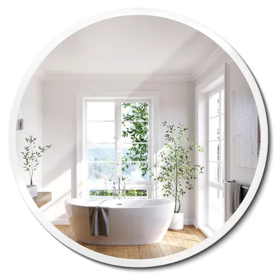 Produktbild von Runder Wandspiegel Loft Mit Weißem Rahmen – Ø 100 cm