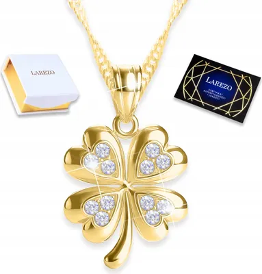 Image de Collier Trèfle d'or, feuille de chance, trèfle à quatre feuilles, ARGENT 925