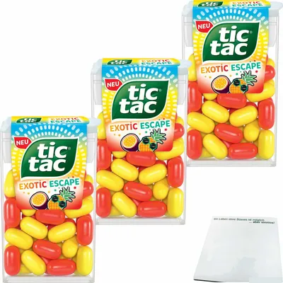 Produktbild von tic tac Exotic Escape 3er Pack (3x18g Dose) + usy Block