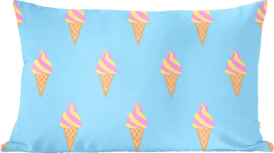 Produktbild von MuchoWow® Zierkissen Sofakissen Wohnzimmer Dekokissen 50x30 cm Eiscreme - Muster - Blau - Wohnzimmerdekoration - Polster mit Photo