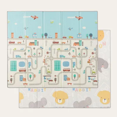 Productafbeelding van CASABEL Baby Speelmat, 180x150cm, Opvouwbare en Waterdichte Babymat met Autodesign