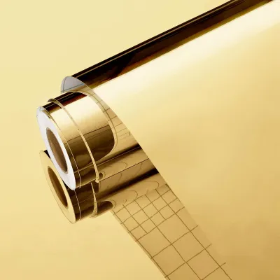 Imagen del producto de Película adhesiva para espejo, color dorado, 40 x 100 cm, para muebles y paredes