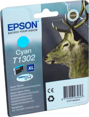 Produktbild von Epson Stag Singlepack Cyan T1302 DURABrite Ultra Ink, Cyan, 1 Stück(e)