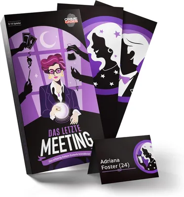 Produktbild von CRIMECASES Krimi Dinner Spiel 'Das letzte Meeting' für 8-10 Erwachsene, spannend, esoterisch, wiederverwendbar, kein Vorwissen nötig, schräg, witzig, tiefgründig, inkl. App mit Rezepten & Spotify-Playlist, Süddeutschland-Setting