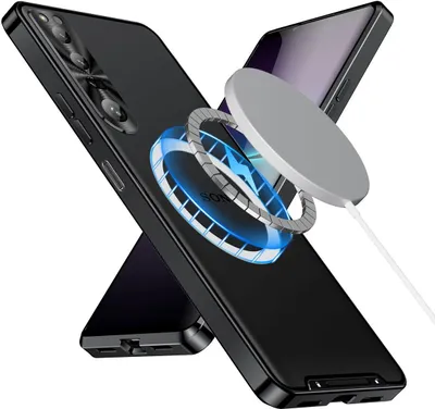 Immagine prodotto di Custodia in metallo per Sony Xperia 1 V traslucida opaca con bobina magnetica e protezione della fotocamera nera