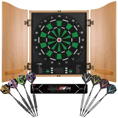 Produktbild von Elektronisches Dartboard mit Holzschrank - 34 Spiele