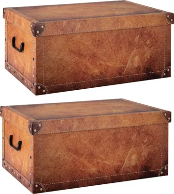 Produktbild von Aufbewahrungsboxen - 51 x 37 cm - Braun - recycelter Karton - mit schwarzen Griffen - 2er Set