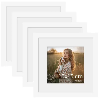 Obrázek produktu pro Sada čtyř bílých fotorámečků, rozměr 15x15 cm, moderní design